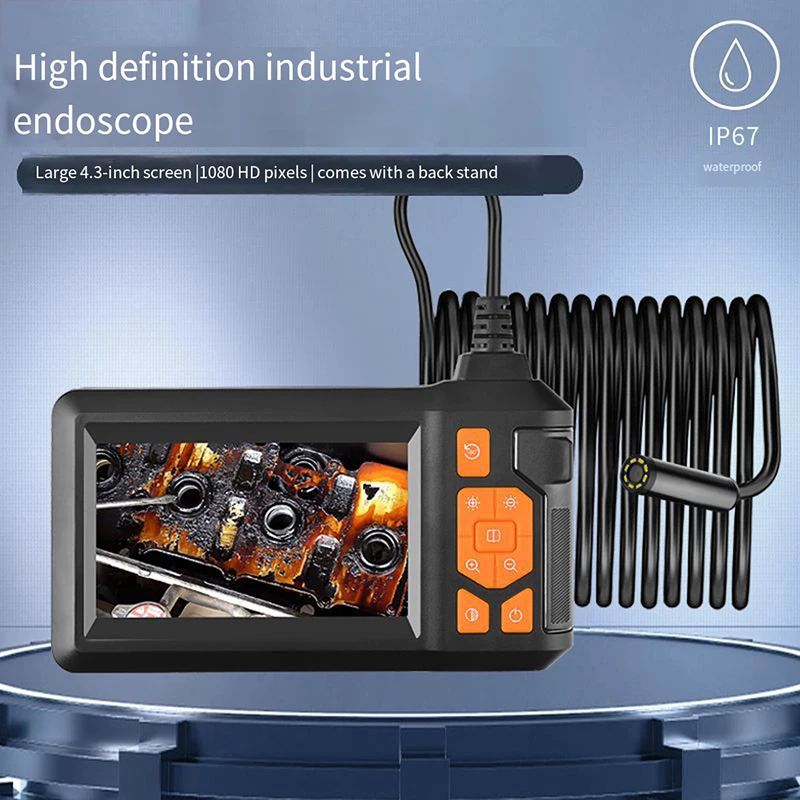 

DuaI Lens Industrial Endoscopes 4.3" IPS Handheld Borescope Sewer Camera IP67 Waterproof Snake Camera With 8 LED Light