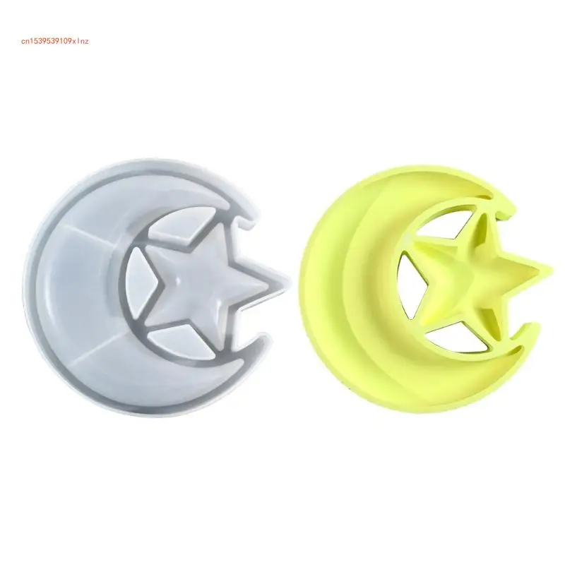 

Sturdy Star and Moon Silicone Mold Round Tray Home Accessory for Crafting Supplies and Creative Storage Solution