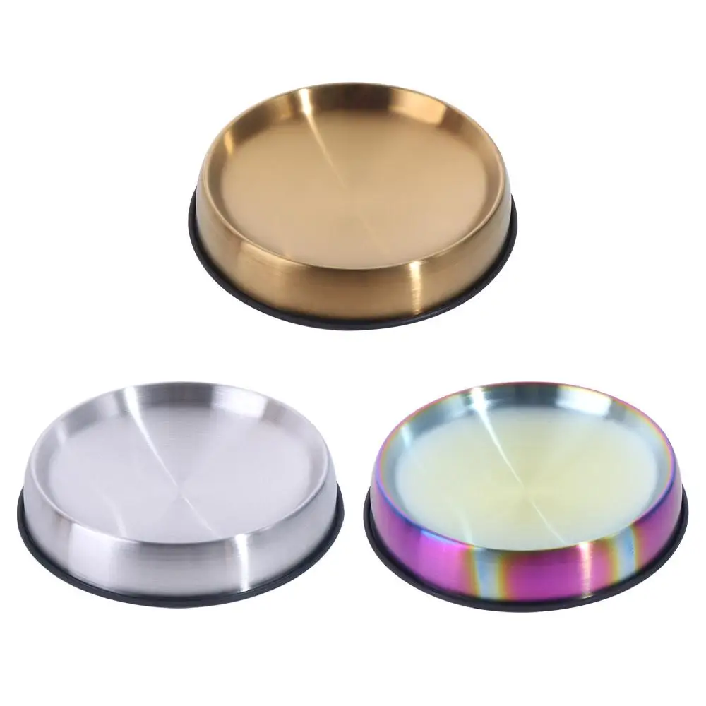 

Аксессуары для домашних животных: Миска из нержавеющей стали с силиконовой подкладкой, нескользящая, 16 см, для собак и кошек, для воды и корма