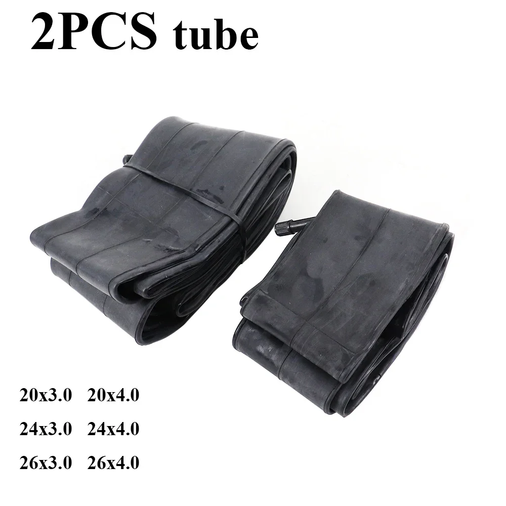 2PCS Beach Bicycle Tube 20 X 3.0 20×4.0 24×3.0 24×4.0 Bike Inner Tube For Snowmobiles Bicycles ATVs Black Tyre 20/24/26 Inch