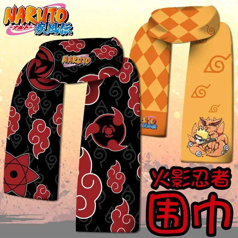 Naruto Akatsuki anime cartoon scarf wheel eye impression scarf winter warm double-sided printing students for school wholesale