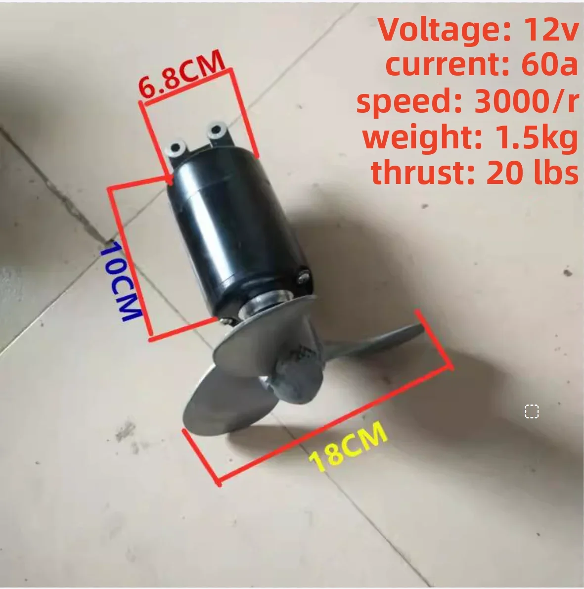 

DIY 12V Electric Boat Outboard Motor Thruster Trolling Motor with Propeller for Rubber Dinghy