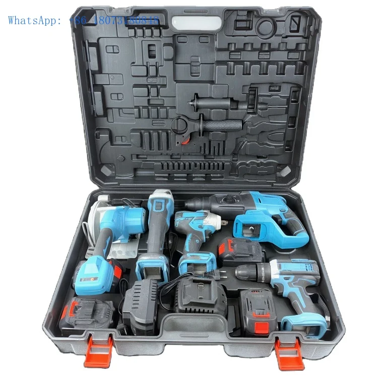 Dark Blue Five-piece Set OEM Electric Professional Hard Case  Tool Kit Set with Hard Case 5 Pcs Tool Set combo kit power tools