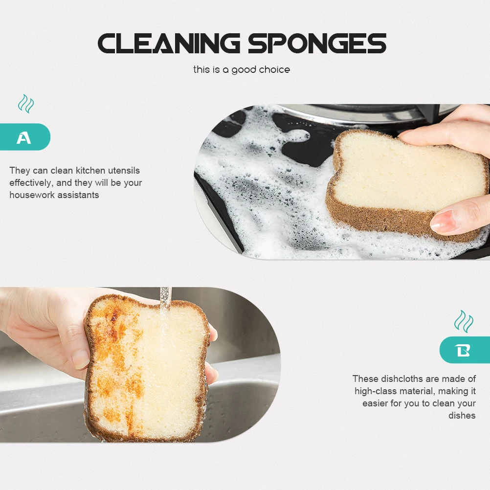 

6pcs Toast Sponge Thickened Cleaning Dishcloth Kitchen Accessory Bowl Scrubber Tableware Washer Reusable Stable Material