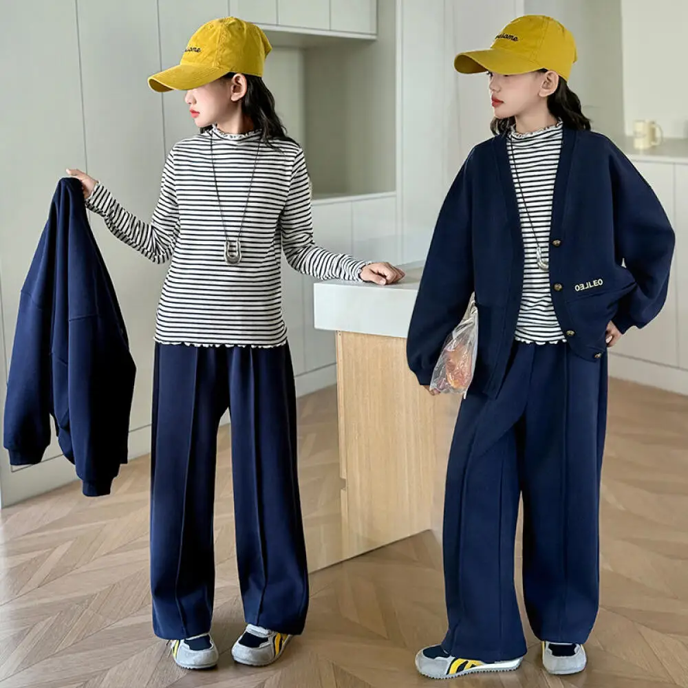 かわいい女の子ファッション-tシャツ-コート-パンツ-セット-学生-春と秋-漫画-カジュアル-トップス-ジャケット-3点セット-子供服