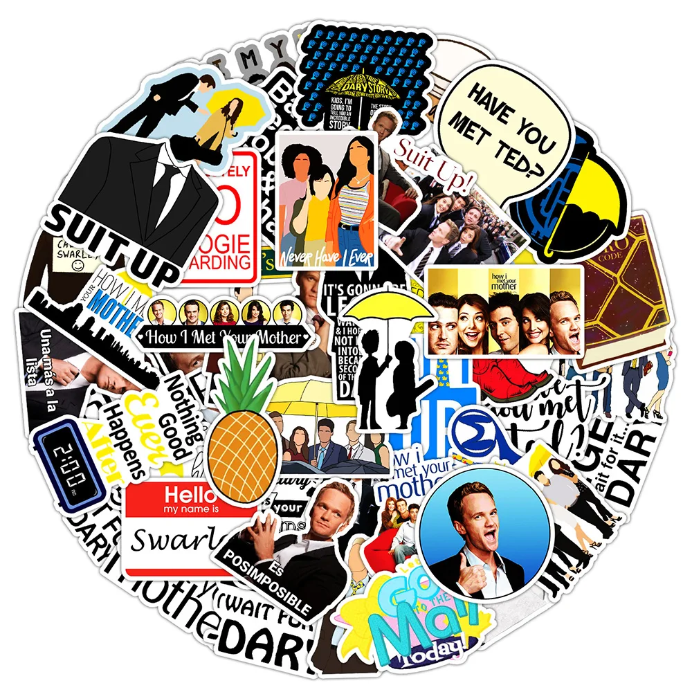 10/30/50pcs TV Show How I Met Your Mother Stickers DIY Scrapbooking Phone Stationery Waterproof Cute Cartoon Decals Toys