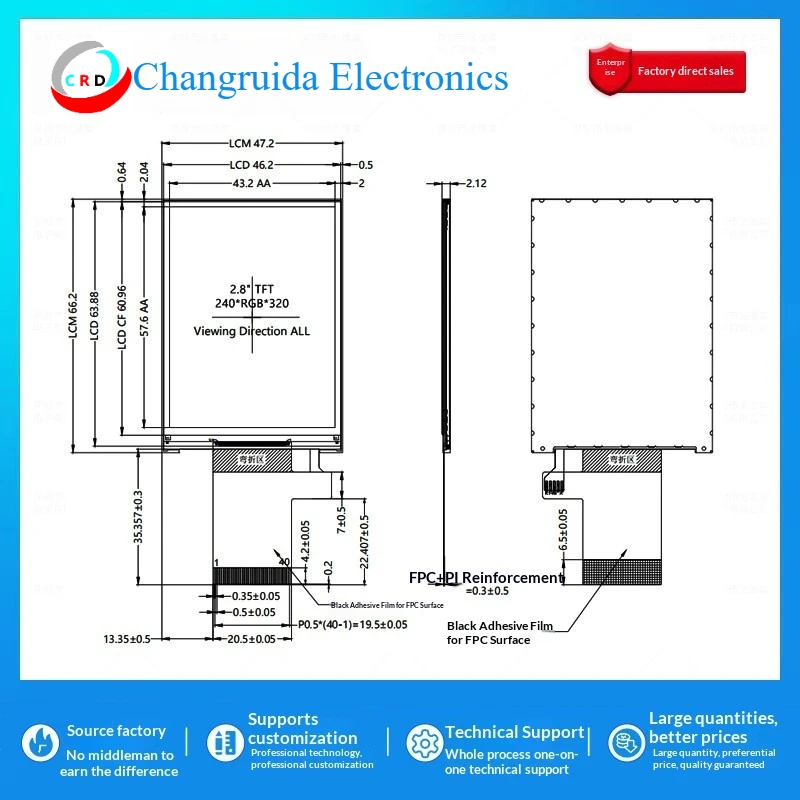2.8-inch TFT LCD screen ST7789 small  240x320LCD display 8/16 bit parallel port SPI