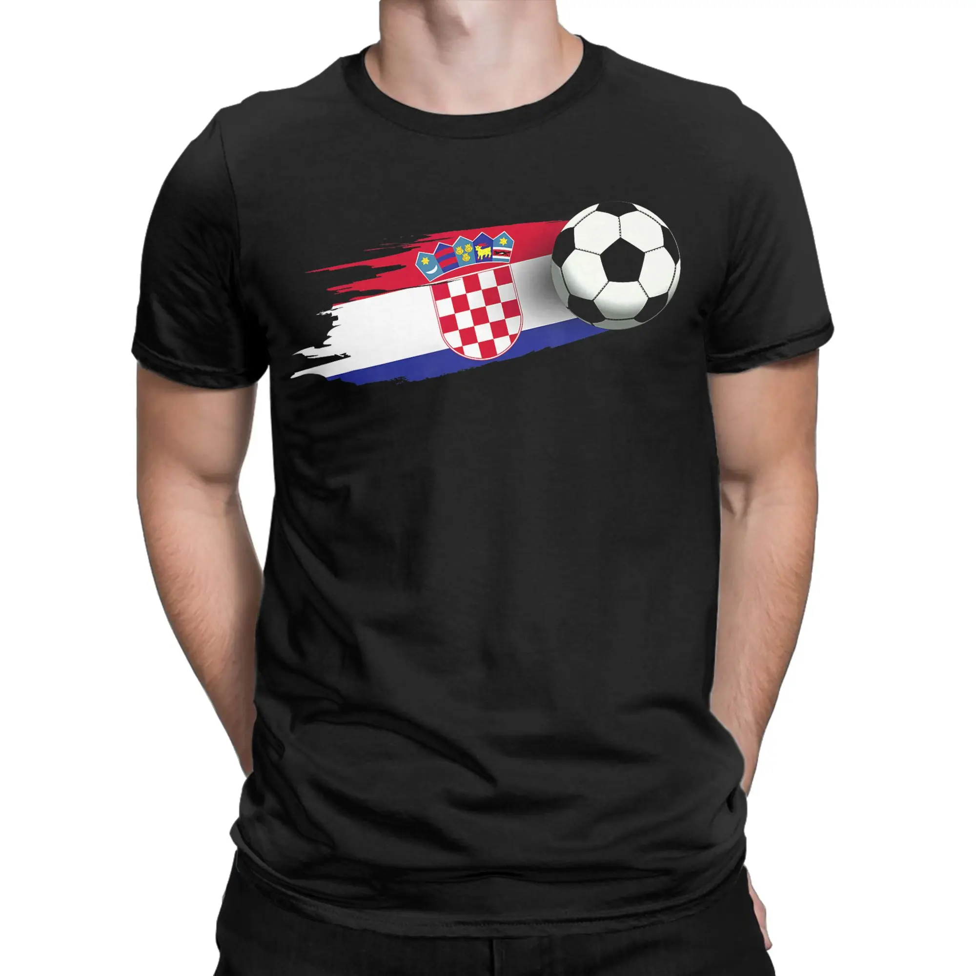 Croatia Flag Croatian Soccer T-Shirts for Men  Casual Pure Cotton Tee Shirt Round Neck Short Sleeve T Shirt Plus Size Clothes