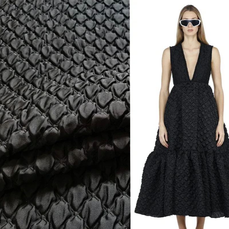

Жаккардовая парчовая ткань с ромбовидным темным узором, утолщенное стеганое платье, плащ, хлопковая куртка, чистая черная модная ткань