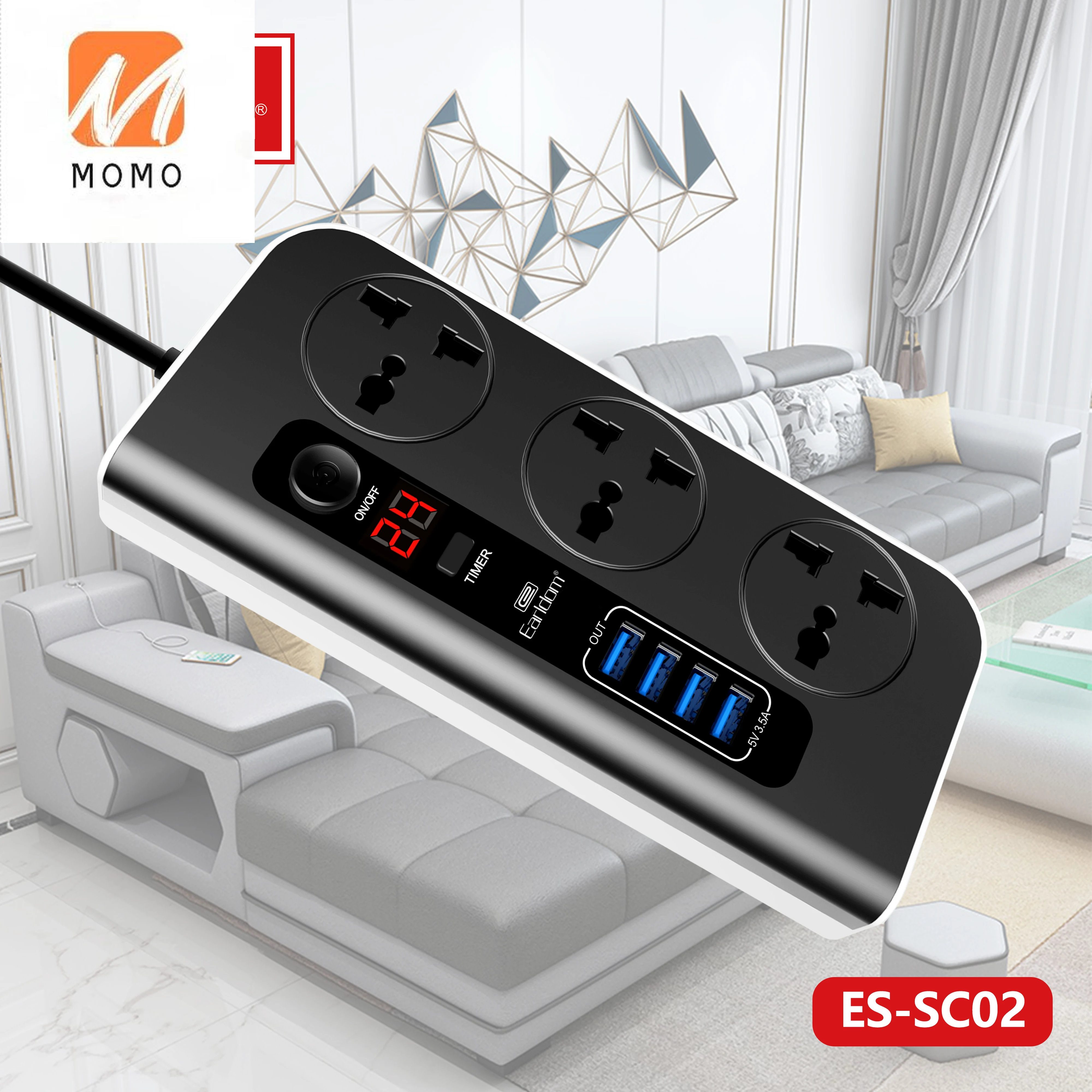 Tabletop Socket Fast Charger Outlet Cord Extension USB Electrical Plug Universal Power Socket