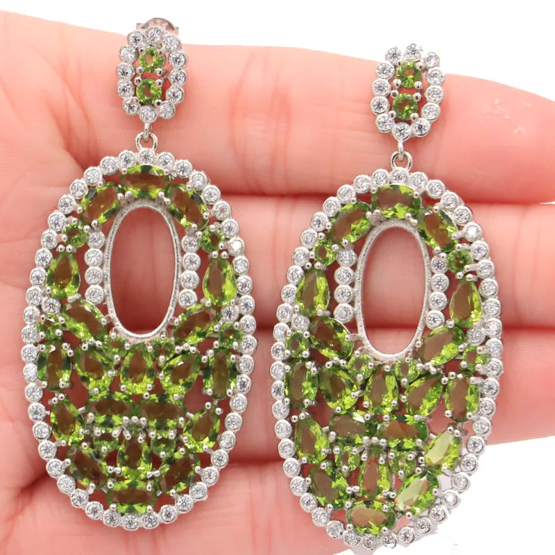 60x28mm Long Big Multi Color London Blue Topaz Smoky Topaz Tourmaline Peridot Violet Tanzanite CZ Engagement Silver Earrings 5