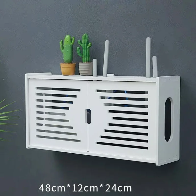 

Large Wireless Wifi Router Storage Box PVC Panel Shelf Wall Hanging Plug Board Bracket Cable Storage Organizer Home Decor