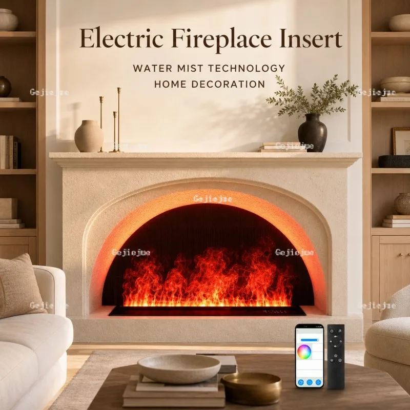 80cm Contemporary Water Vapor Fireplace 3D LED Flame Electric Fireplace Flame Chimney for Luxury Interior Design Firebox Firepit