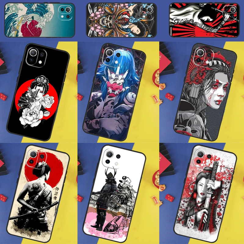 Japanese Samurai Warrior Geisha Case For POCO X5 X3 F5 Pro M5 F3 F4 X4 GT Cover For Xiaomi 13 Ultra 11T 12T Pro 12 Lite