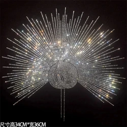 Shiny peacock open ironing fabric sticker super bright diamond DIY clothes ironing pattern sticker diamond pattern clothing acce