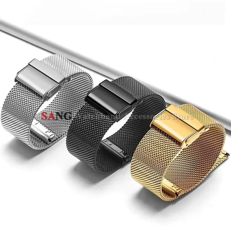 Quick Release Milanese Watchband Stainless Steel Strap 16mm 18mm 22mm 20mmSilver Black Rose Gold Watch Strap Business Bracelets