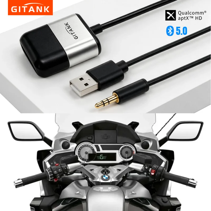 GITANK Bluetooth 5.0 Adapter, Compatible with BMW Motorcycles 2014–2020 K Series and R Series (with Factory-installed USB/AUX )