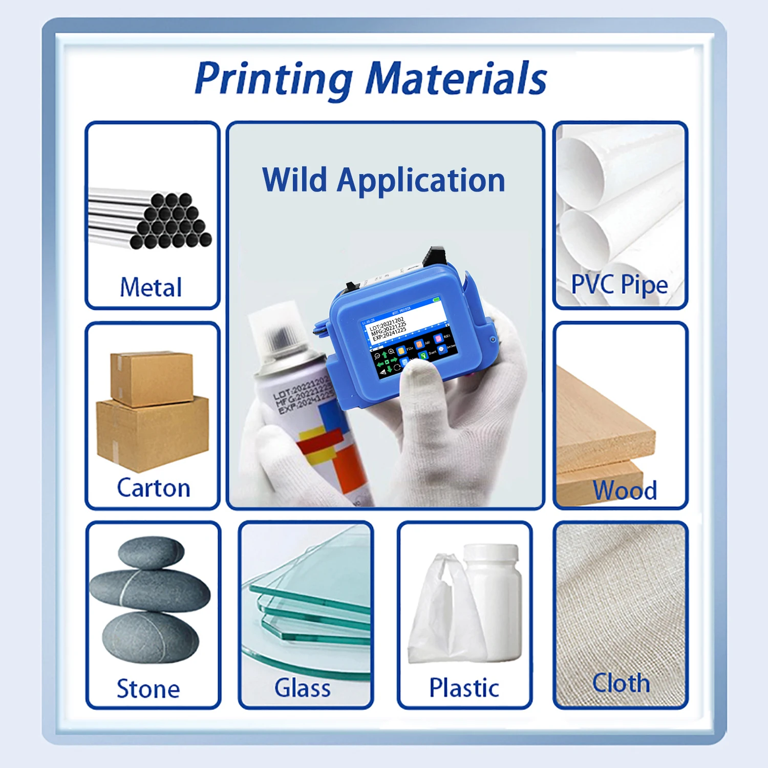 Imagem -06 - Dcode-mini Portátil Inkjet Impressora Térmica Label Coder Texto qr Barcode Image Número do Lote Logo Data Azul Xmini 127 Milímetros