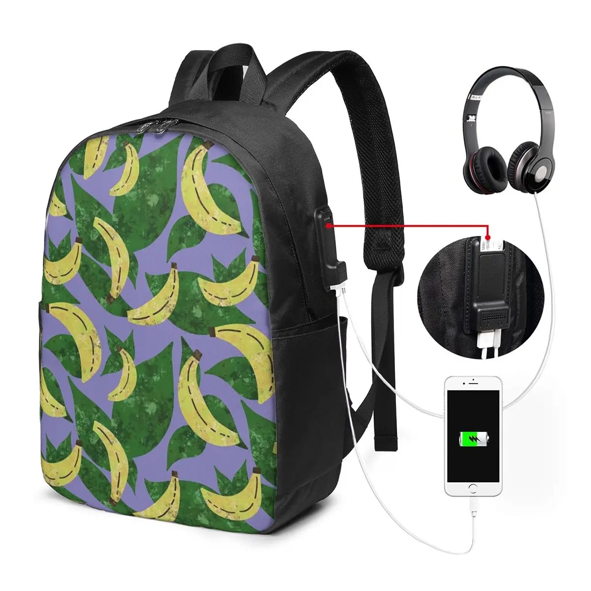 Banana Leaf Tropical Summer Pattern Backpack Travel Notebook Bag Computer College Student School Bag Laptop Shoulder Bags