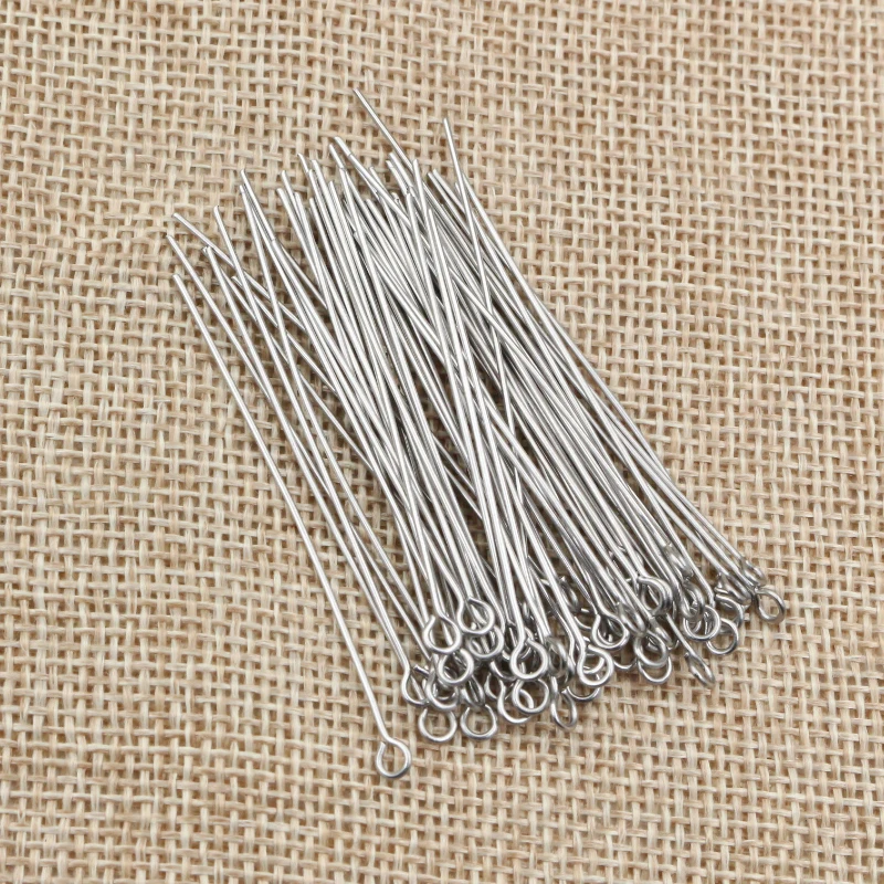 No Fade 100pcs/Lot 20 30 35 40 70 mm Stainless steel Eye Pins Findings Eye Head Pins For Jewelry Making DIY Supplies Accessories