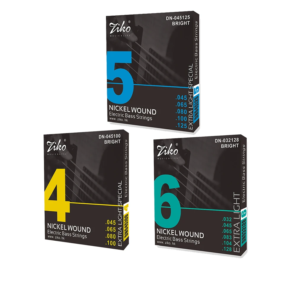 

ZIKO 1 комплект басовых струн 4/5/6 струн для электрической бас-гитары, никелированные басовые струны, детали инструментов для электрогитары