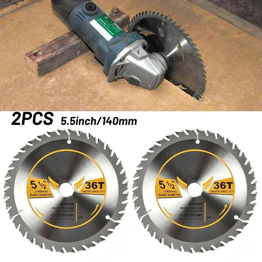 ALLGOOD 2PCS Circular Saw Blade 5-1/2inch X 5/8inch Arbor 36 Tooth Carbide Tungsten Saw Blade Cutting Wood Carbide Discs Cutting