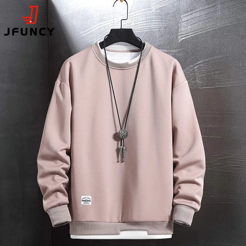 

JFUNCY Round Neck Mens Hooded Sweatshirts Men Fashion Harajuku Streetwear Male Hoodies 2021 New Casual Men's Clothes Clothing