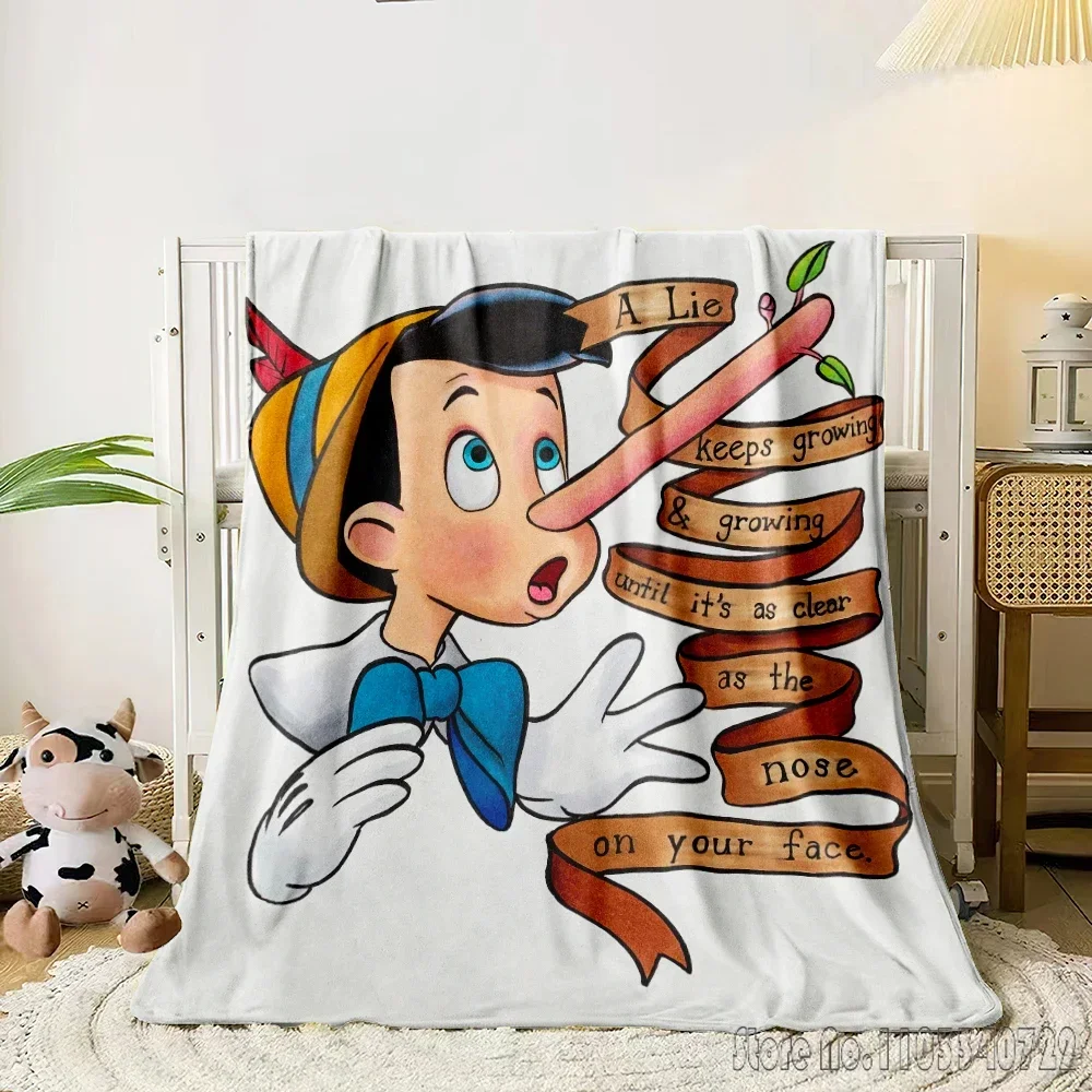 Pinocchio Cartoon 3D Printed Home Cute Kids Blanket Throw for Bed Sofa Decor Fleece Nap Blankets Boys Girls Children Gift