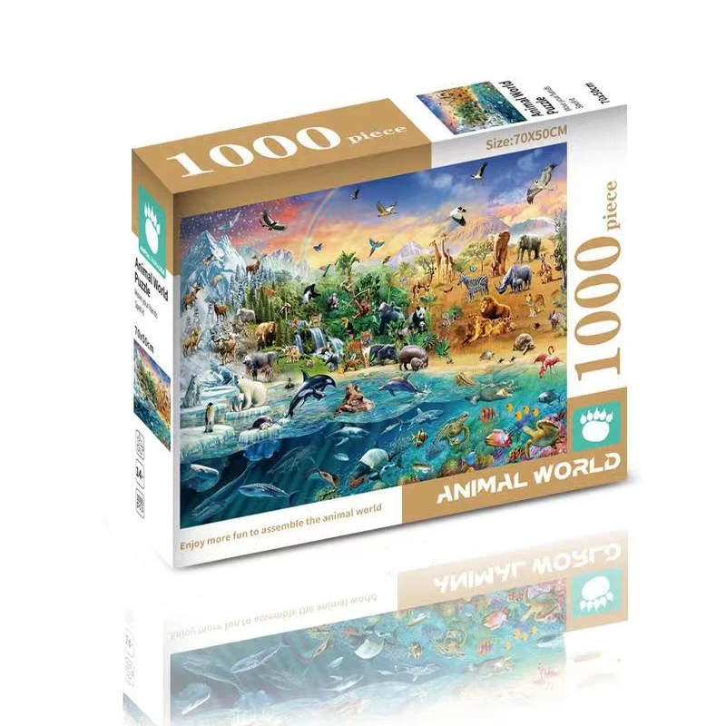 

70*50cm Adult Puzzle 1000 Pieces Paper Jigsaw Puzzles Animal World Famous Paintings Series Learning Education Craft Toys Gifts