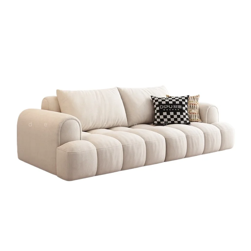 LMM puff cream wind fabric sofa living room modern small apartment cotton cotton cat scratch technology cloth