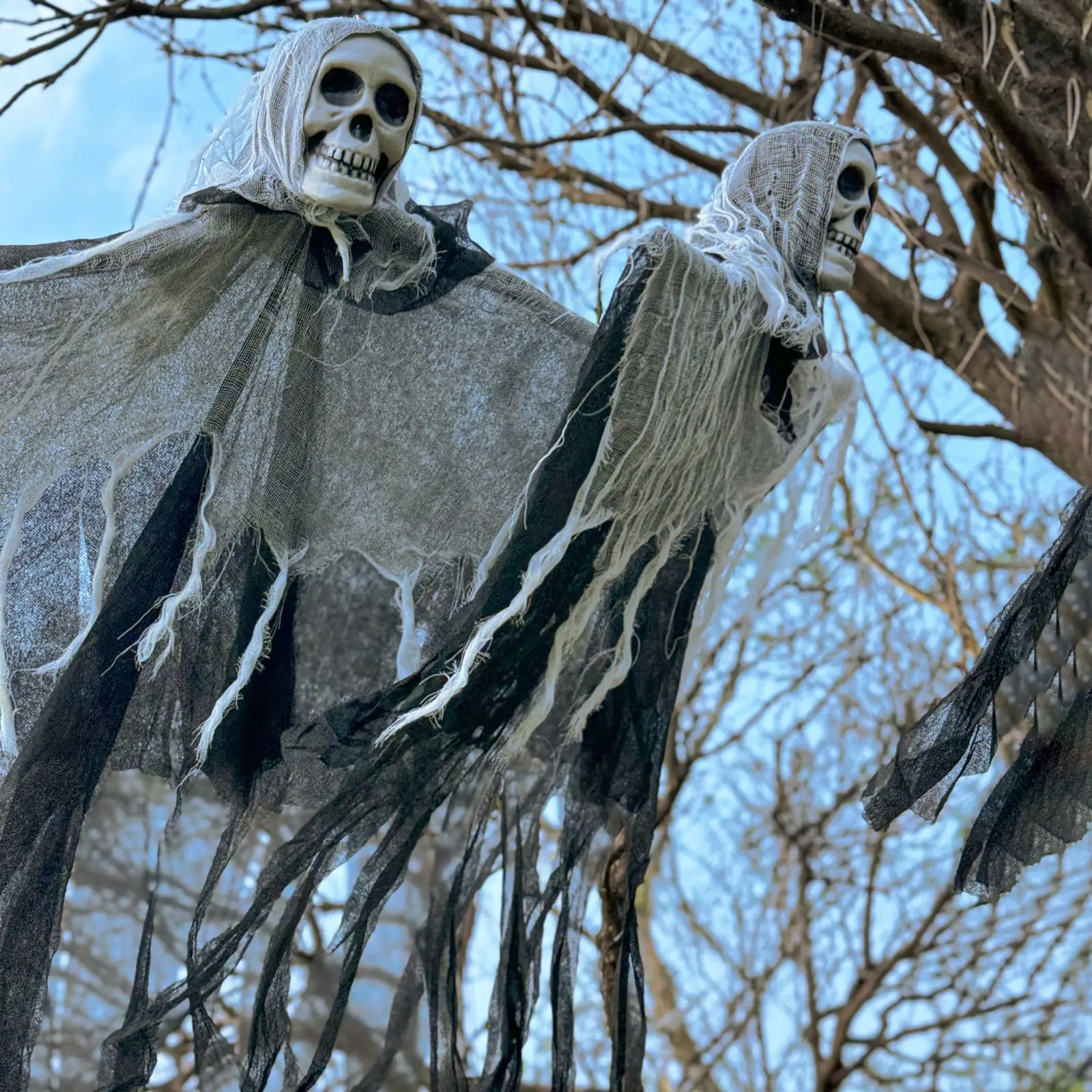 Halloween-Dekoration, Skelettgeist mit LED, Halloween-Dekoration, Geist, Lichterketten für den Außen- und Innenbereich in Gärten