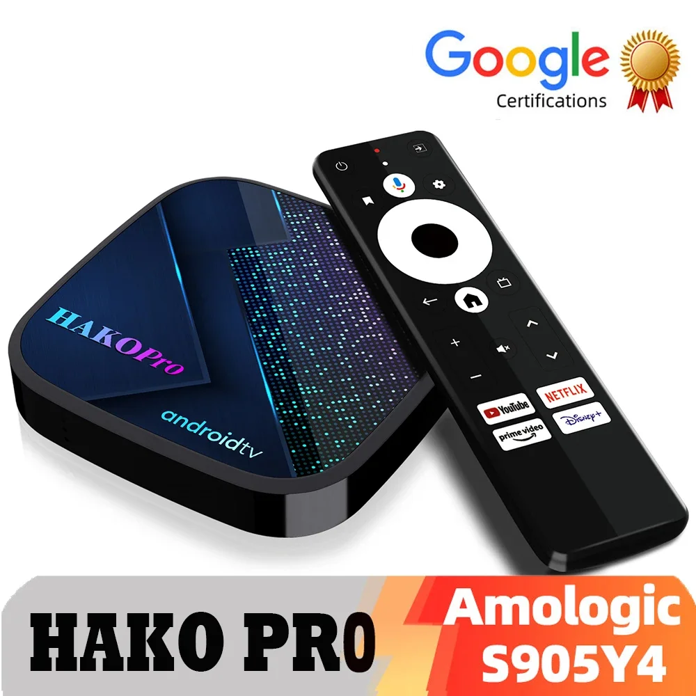 HAKOPro Smart TV Box Android 11 OS Amlogic S905Y4 4GB 32GB 4K HDR 10 AV1 Google Certifications Set Top Box Android 11.0