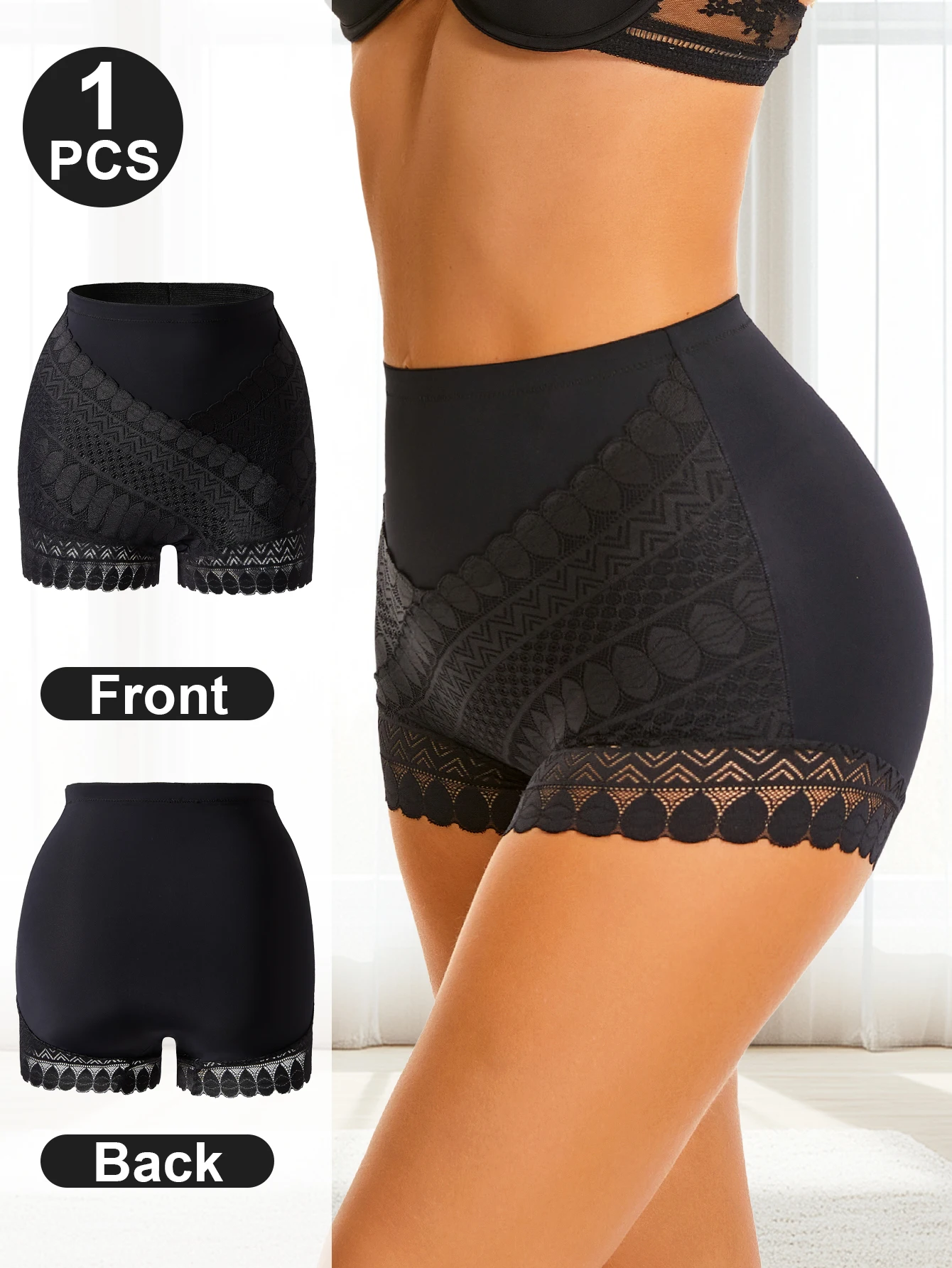 Dámské kraťasy s vysokým pasem a plochým bříškem, zeštíhlující kalhotky, stahovací prádlo, kalhotky s kontrolou bříška, ženské kalhotky s zvedáním boků - náhled 3