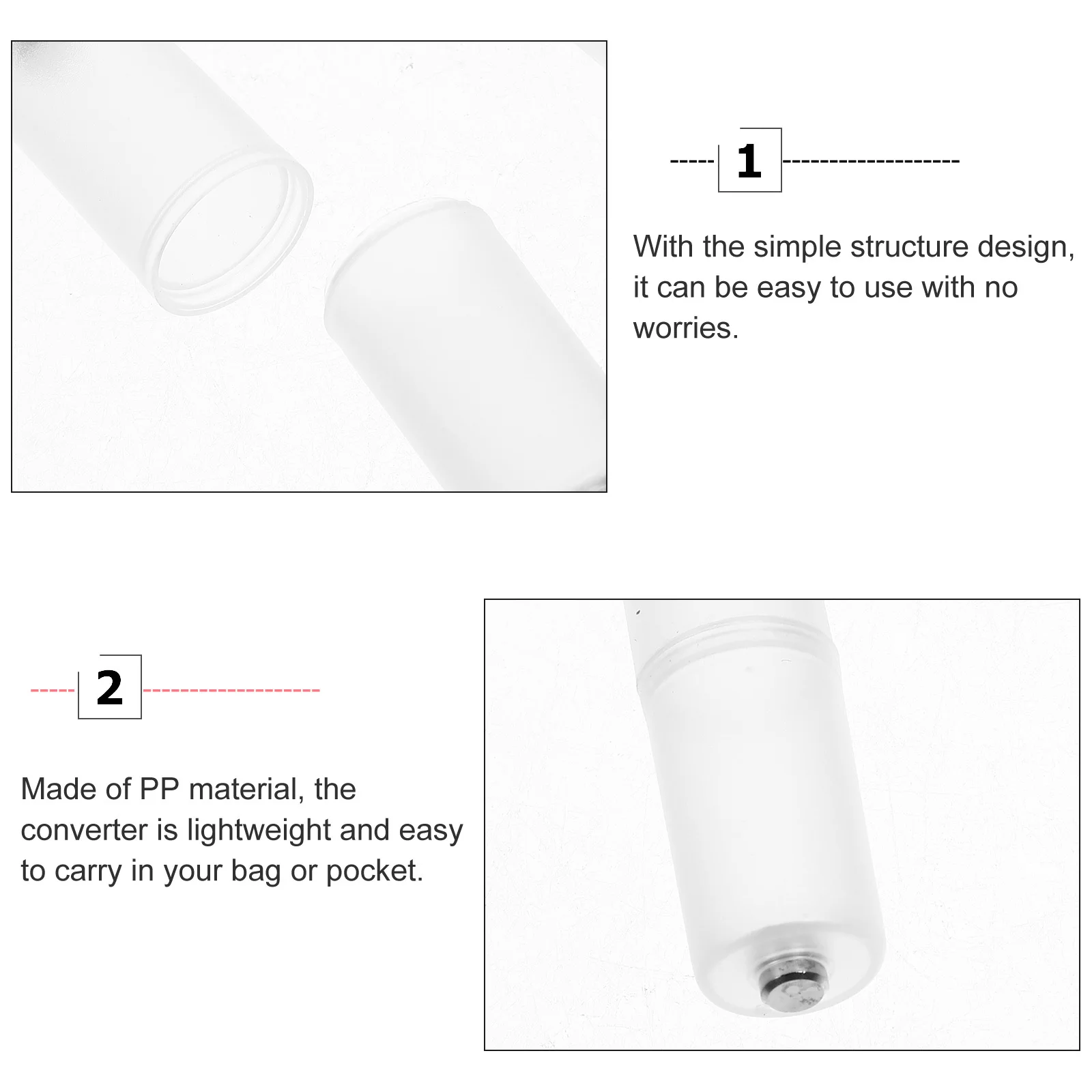 

10pcs Aaa To Aa Converter Lightweight Portable Adapter For Small Devices Holder Compatible With Aa Batteries