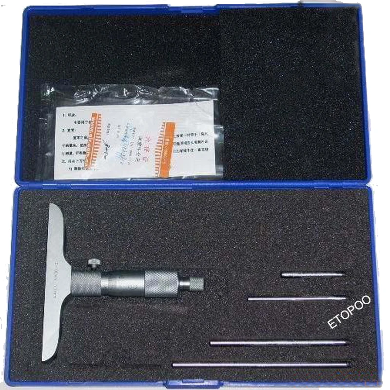 Micrómetro de profundidad de la marca Xibei, 0-25mm, 0-50mm, 0-100mm, 0-150mm, calibre micrométrico de profundidad de 0,01mm con varillas, herramientas de medición de pinza de profundidad