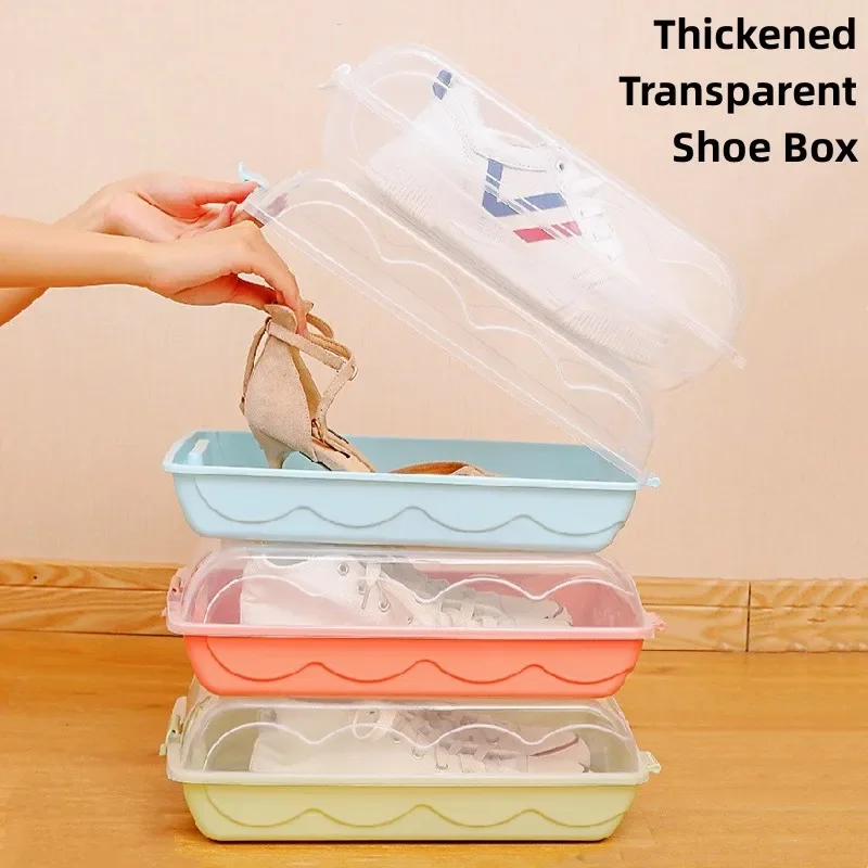 Transparent Shoe Box Plastic Dustproof Storage Boxes Thickened Organizer Case Stackable Combination Simple Shoes Cabinet