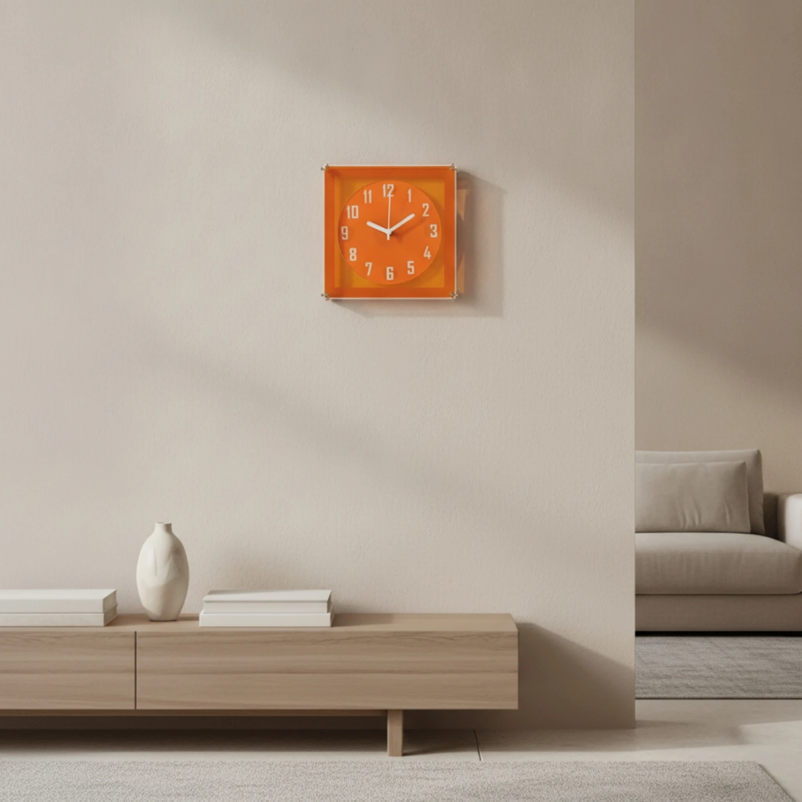 Wall Clock with Raised Circular Face Single-Sided Quartz Wall Clock Accurate Modern for Living Room, Study