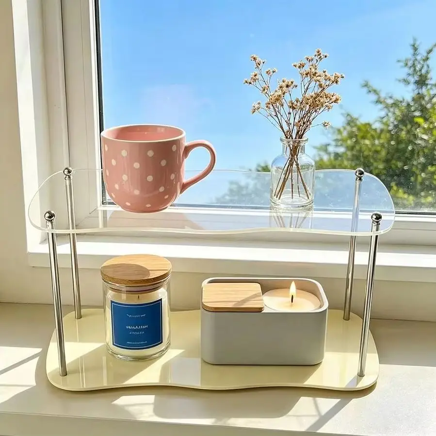 DIY Acrylic Storage Rack Organizer for Coffee Mugs And Water Cups for Office Pantry Living Room Clear Stylish Design 30/40CM