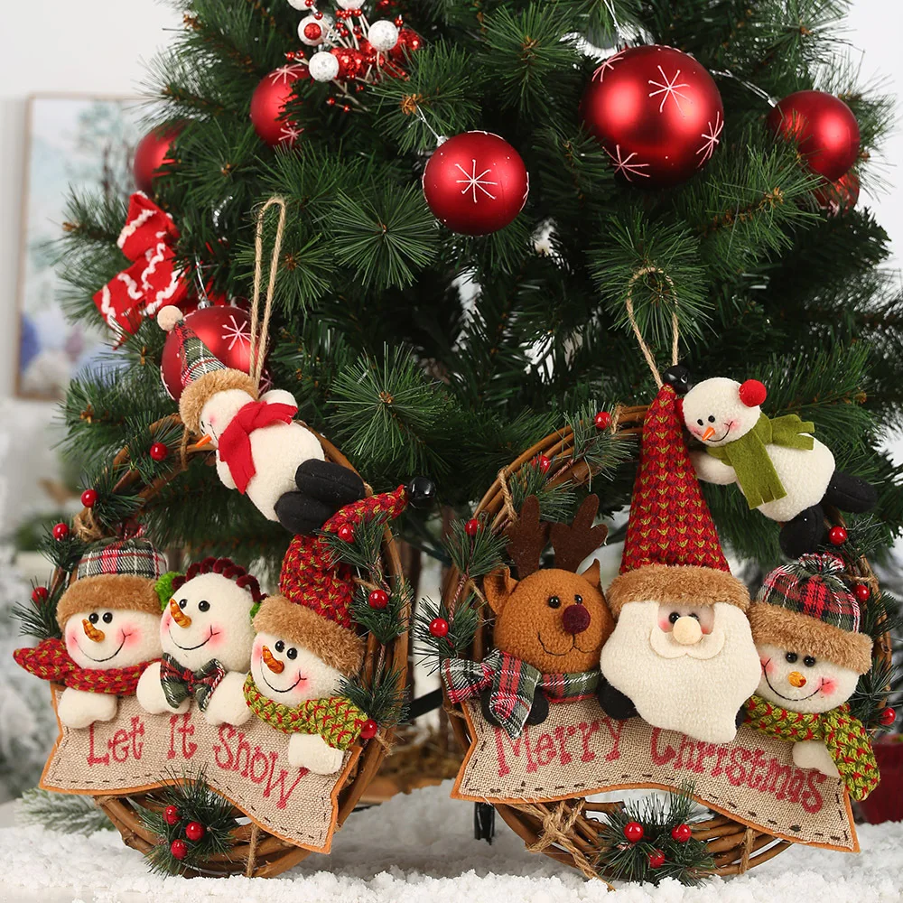 

Christmas Decorations for Elderly Snowmen Elk Vine Rings Pendants Small Work Vine Garlands Flower Decorations New Arrivals