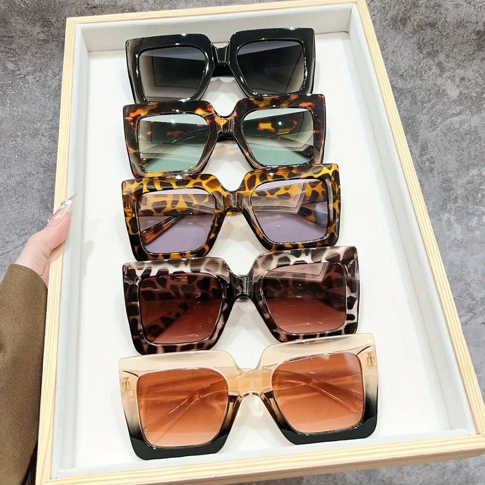 10pcs Rectangular Fashion Combination Decorative Glasses, Light Luxury Matching Clear and Simple