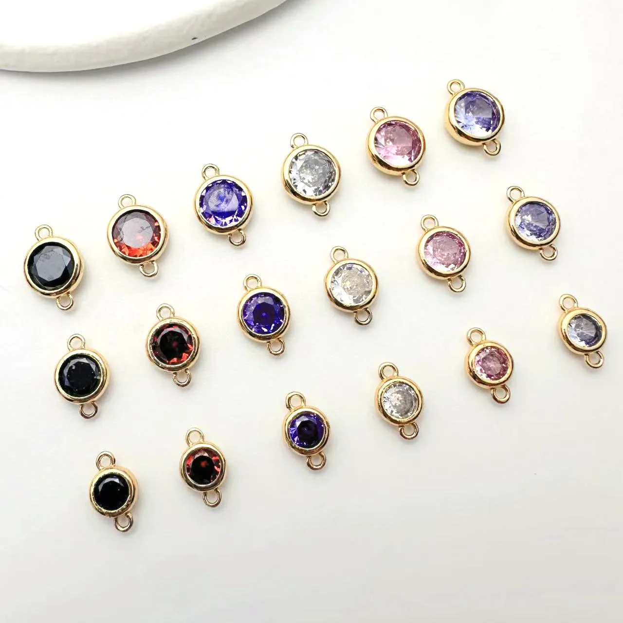 50pcs Copper gold-plated circular double hanging section connector DIY necklace bracelet earring accessory