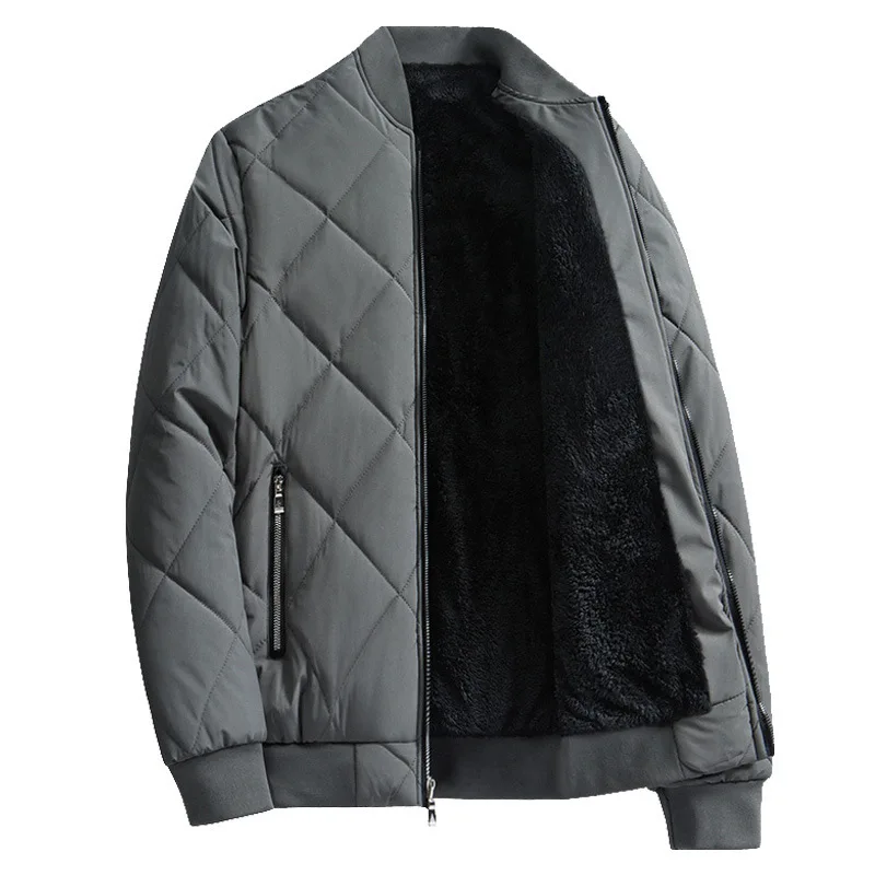 겨울용 면 재킷 남성 작업복 야구 칼라 플리스 그레이 신상품 2025 겨울옷 중년 아빠 면 코트 상의