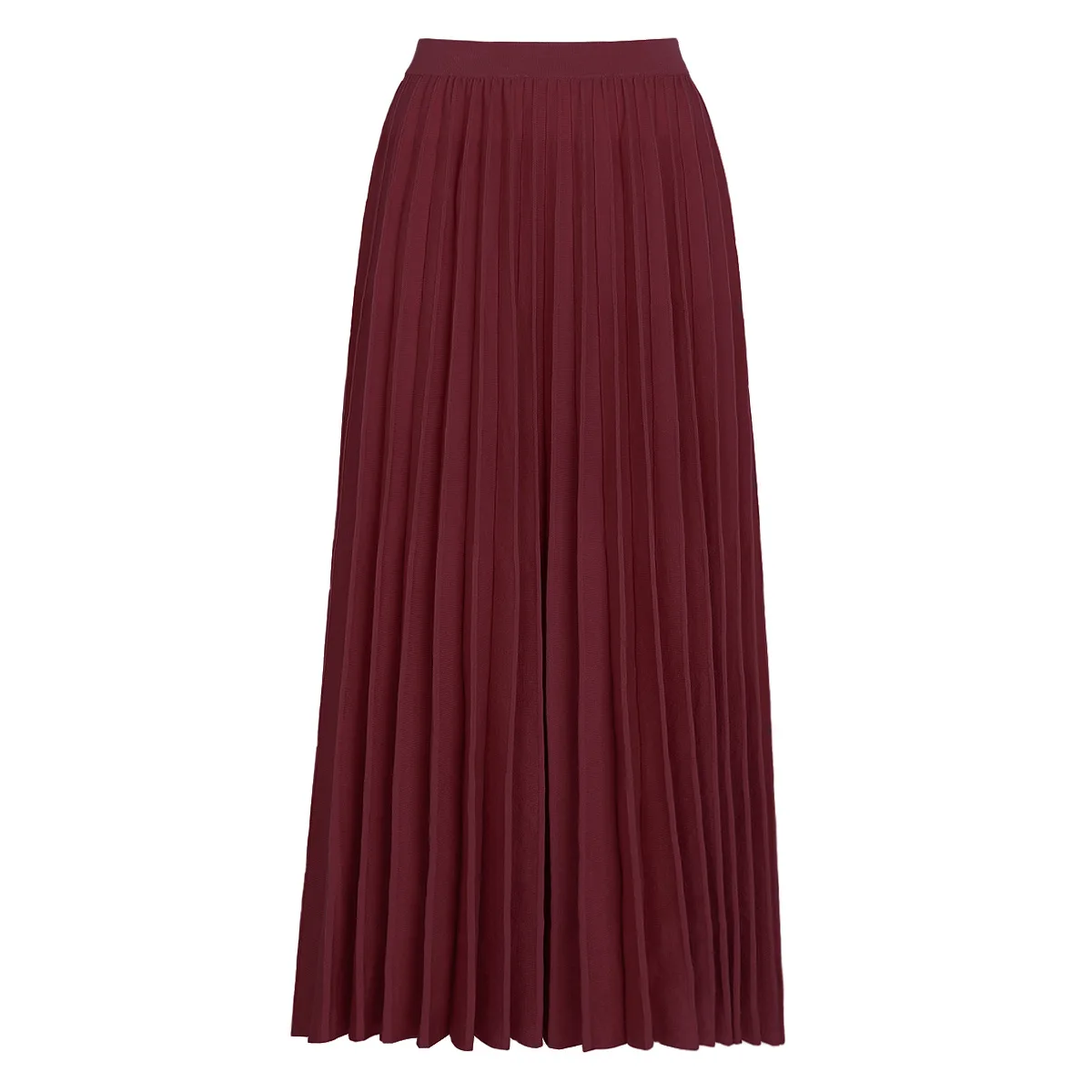 ZJYT ربيع الخريف ميدي مطوي محبوك التنانير للنساء 2026 موضة مرونة الخصر تنورة غير رسمية حفلة أنثى Faldas الأحمر #2