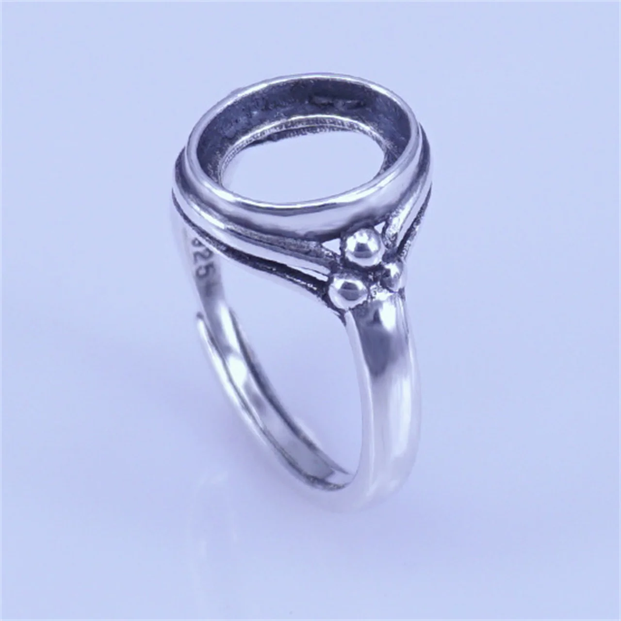 S925 فضة البيضاوي 8*10 مللي متر إعداد حلقة الرجعية تنطبق على الأحجار الكريمة المختلفة للجنسين هدايا حلية مجوهرات اكسسوارات بالجملة #2