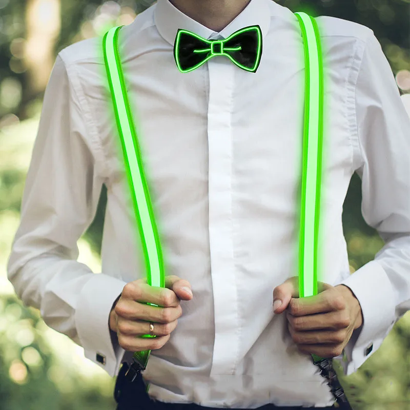 2PCS  with Tie LED Lights Hangers for Men Party Supplies  Wedding Party Accessories Glow-in-the-dark SD01