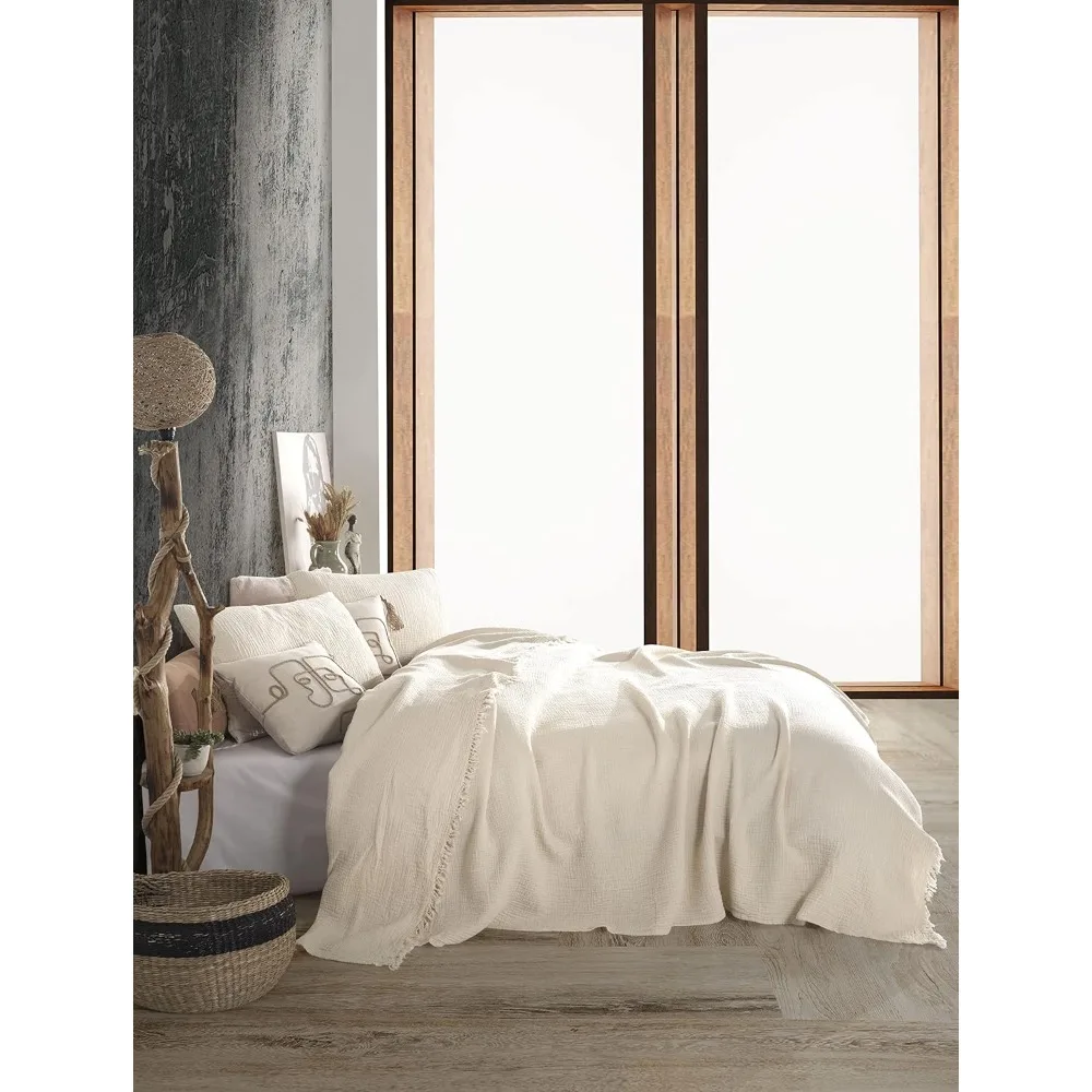 أغطية وسائد من الموسلين ثنائي اللون مصنوعة من القطن العضوي بنسبة 100% - قابلة للتنفس، فائقة النعومة، خفيفة الوزن، مغسولة مسبقًا لراحة و #4