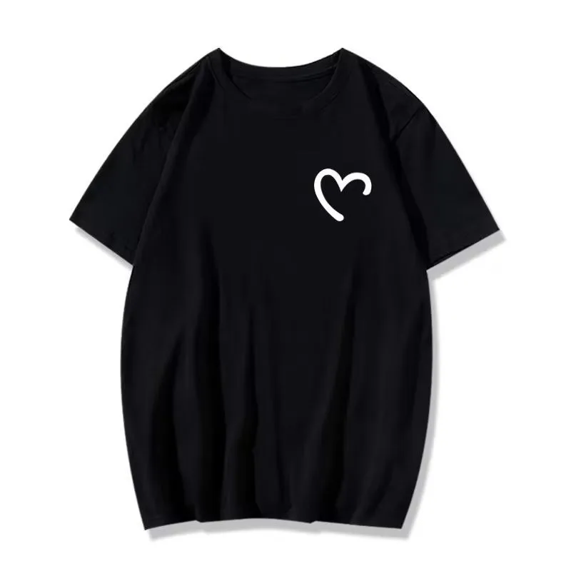 M-8XL Summer Men's Oversized T-shirt Simple Love Printed T-shirt Suitable for Both Men and Women image 5