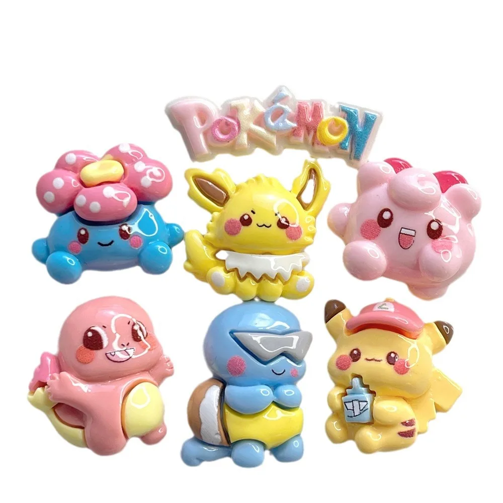 Pokรฉmon Pikachu Dos Desenhos Animados Resina Flatback Suprimentos, DIY Kawaii Acessรณrios, Artesanato Materiais, Scrapbooking Embellishment, 5Pcs