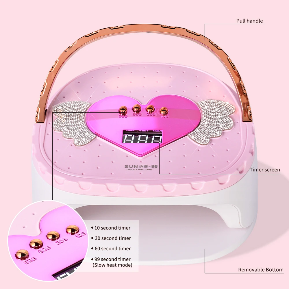 45 pcs LEDs Nail UV Lamp with Portable Handle Manicure Lamp for Fast Curing Nail Gel Polish, Dual Light Source Nail Salon Light