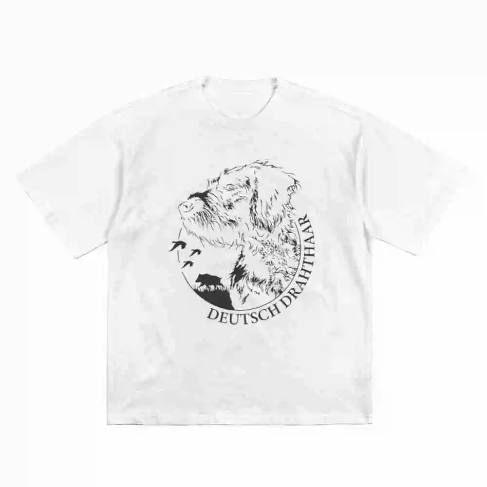German Wirehaired Pointer Hunting Dog Short Sleeve Tee 100% Cotton T-Shirt